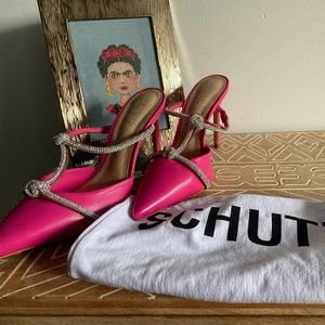 Schutz Leather Pointed Toe Heels